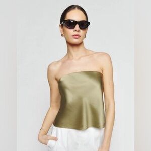 New Reformation Spritz Silk Crop Top M